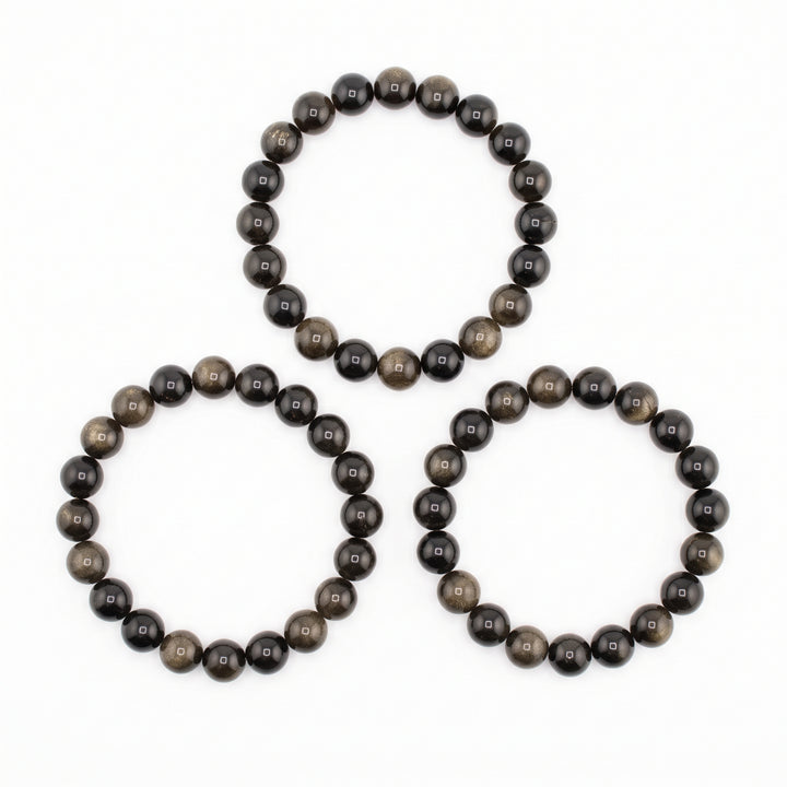 Golden Sheen Obsidian Metal-Free Stretch Bracelet – 8mm Healing Crystal Jewelry