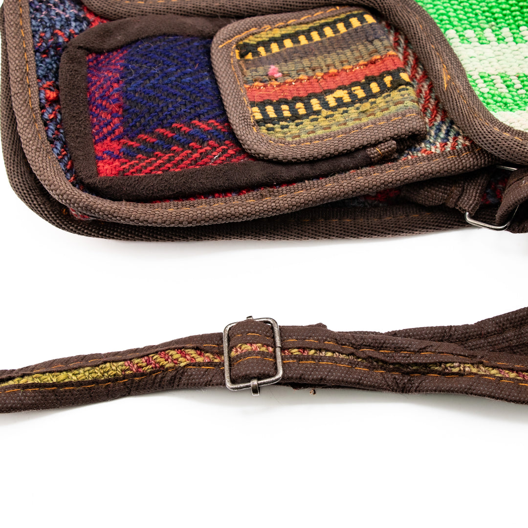 Authentic Turkish Bohemian Crossbody Satchels – Meadow Green & Sunset Stripe