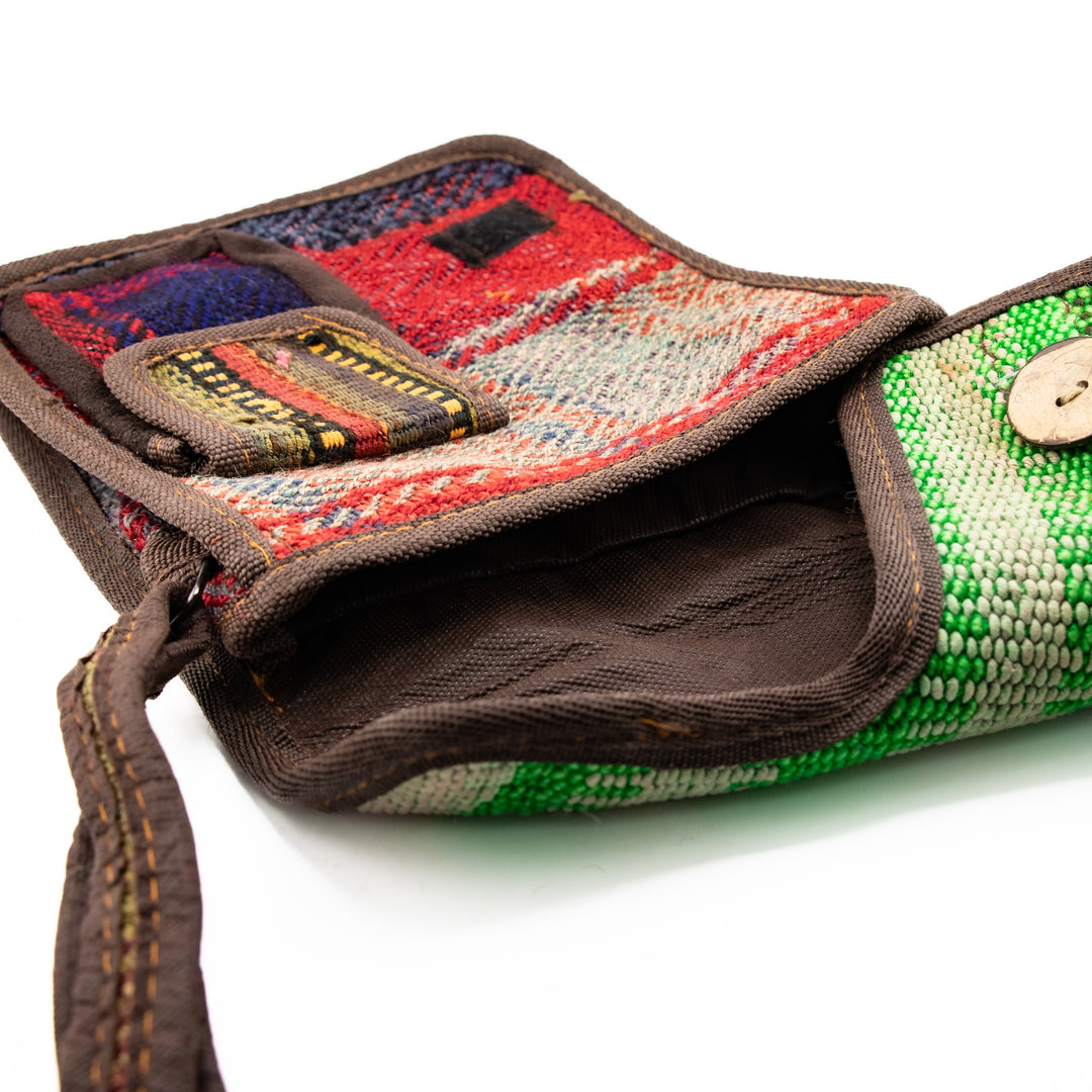 Authentic Turkish Bohemian Crossbody Satchels – Meadow Green & Sunset Stripe