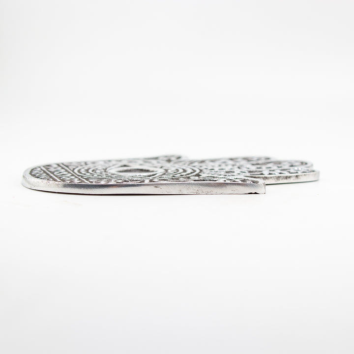 Hamsa Hand Metal Incense Burner – Protective Evil Eye Ash Catcher in Silver-Tone Finish