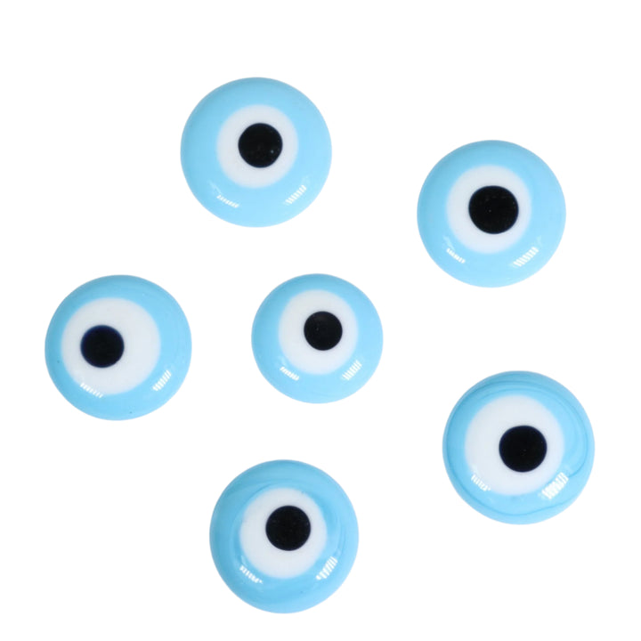 Nazar/mauvais œil en verre turquoise plat fait main, 2,5 cm