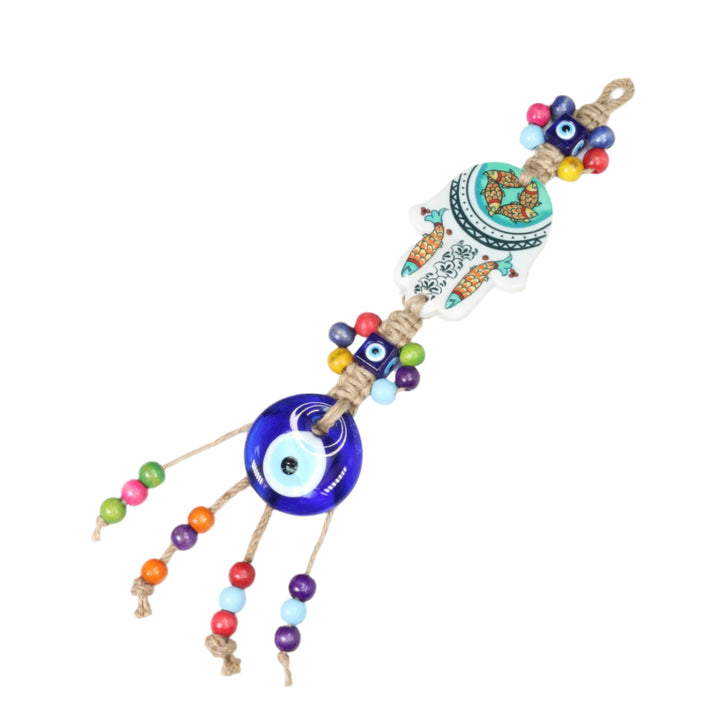 Nazar/Evil Eye with Hamsa Hand Protection Hanging Decoration, 13" Inch