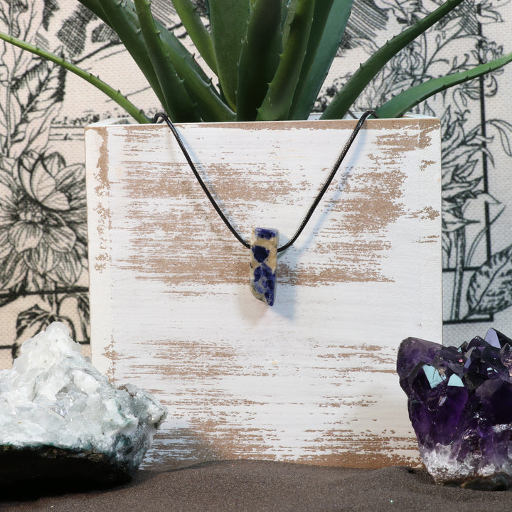 Handcrafted Natural Sodalite Metal Free Pendant Necklace for Sensitive Skin