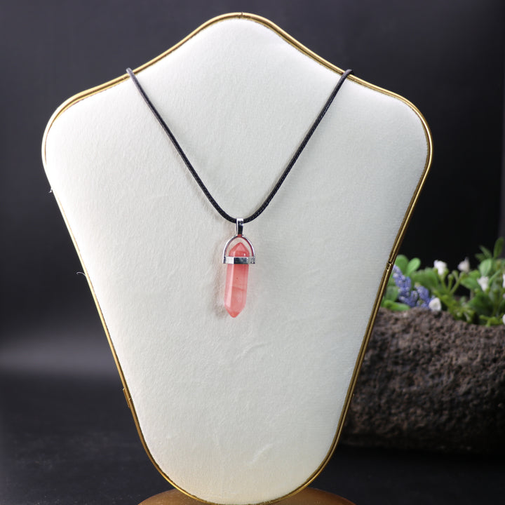 Handcrafted Natural Cherry Quartz Point Pendant Necklace