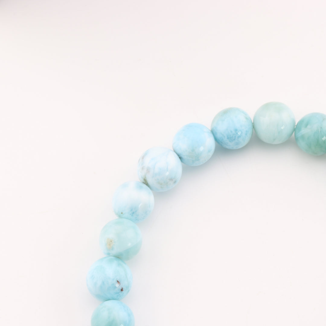 Special Christmas Gift - Natural Larimar Stone Bracelet - Metal Free, 8mm