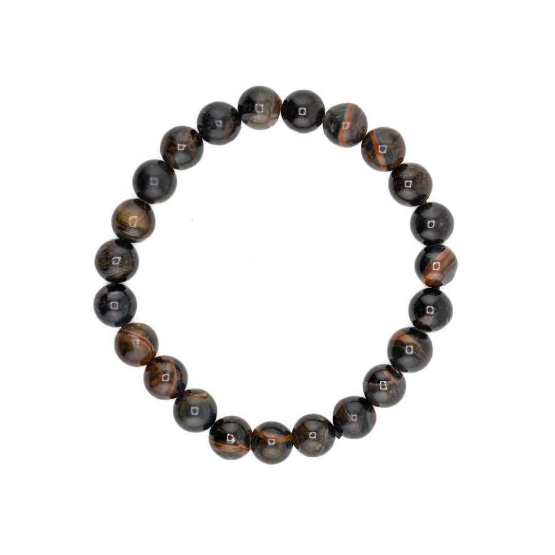 Iron Tiger Eye Metal-Free Stretch Bracelet – 8mm Strength & Grounding Stone Jewelry