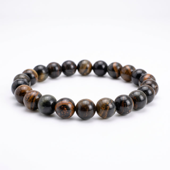 Iron Tiger Eye Metal-Free Stretch Bracelet – 8mm Strength & Grounding Stone Jewelry