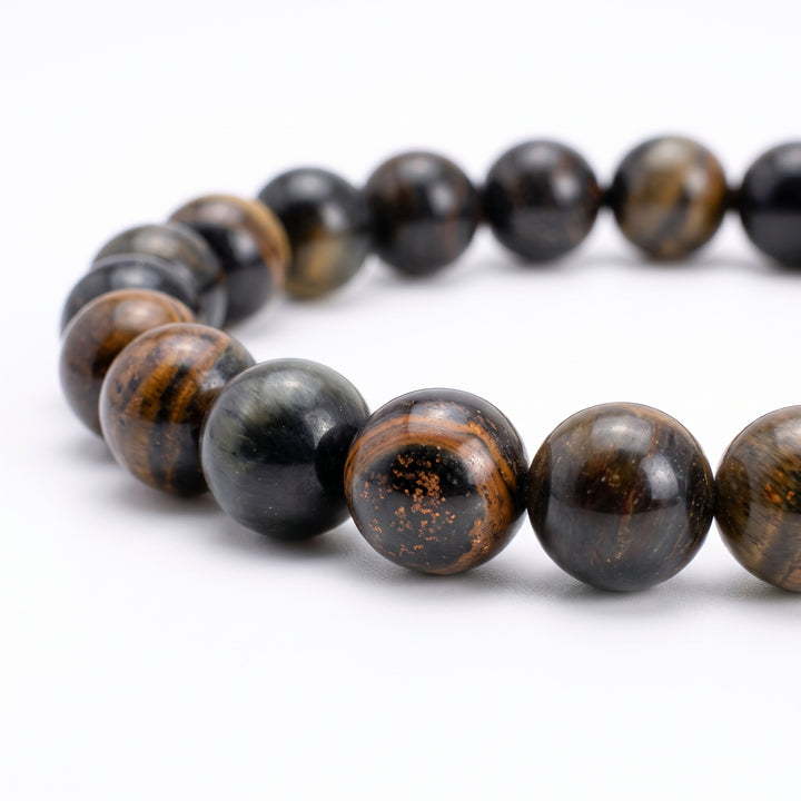 Iron Tiger Eye Metal-Free Stretch Bracelet – 8mm Strength & Grounding Stone Jewelry
