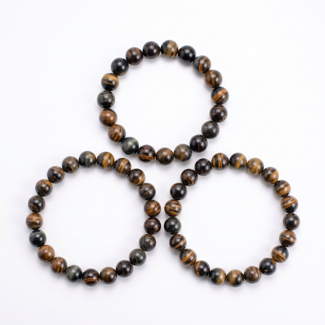 Iron Tiger Eye Metal-Free Stretch Bracelet – 8mm Strength & Grounding Stone Jewelry