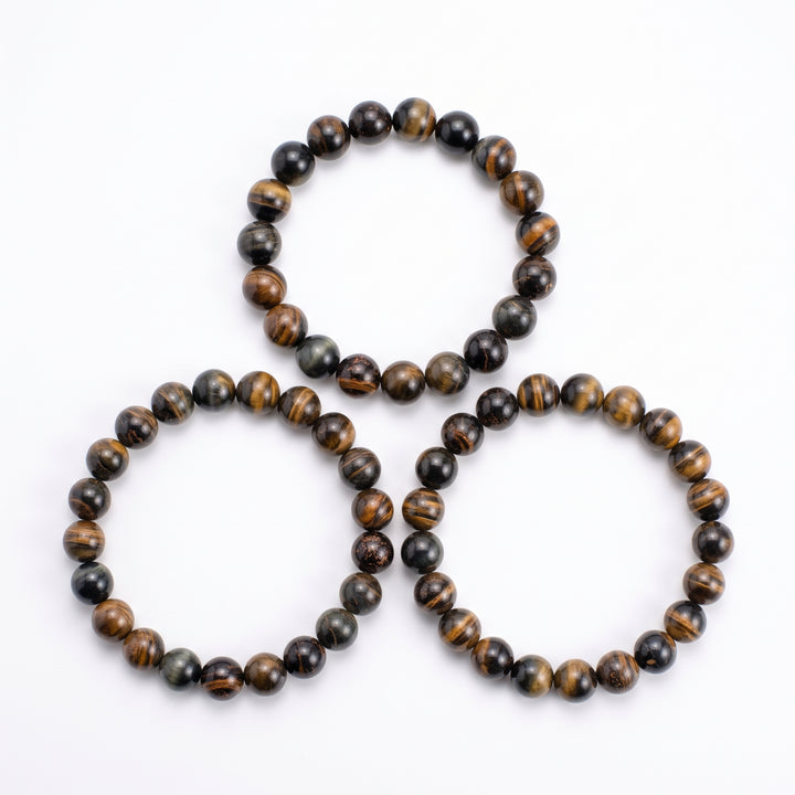 Iron Tiger Eye Metal-Free Stretch Bracelet – 8mm Strength & Grounding Stone Jewelry