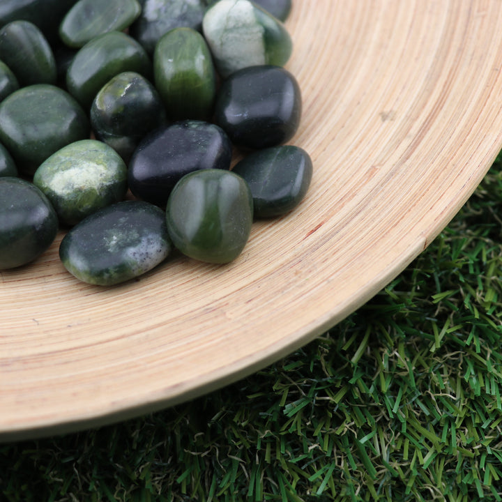 Natural Green Jade Tumbled Stone - Polished Gems for Harmony and Prosperity