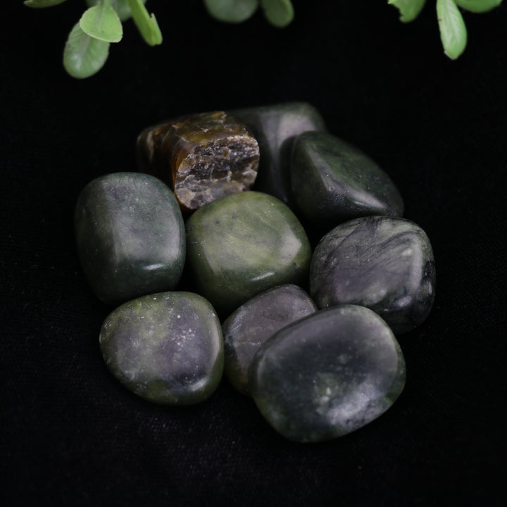 Natural Green Jade Tumbled Stone - Polished Gems for Harmony and Prosperity