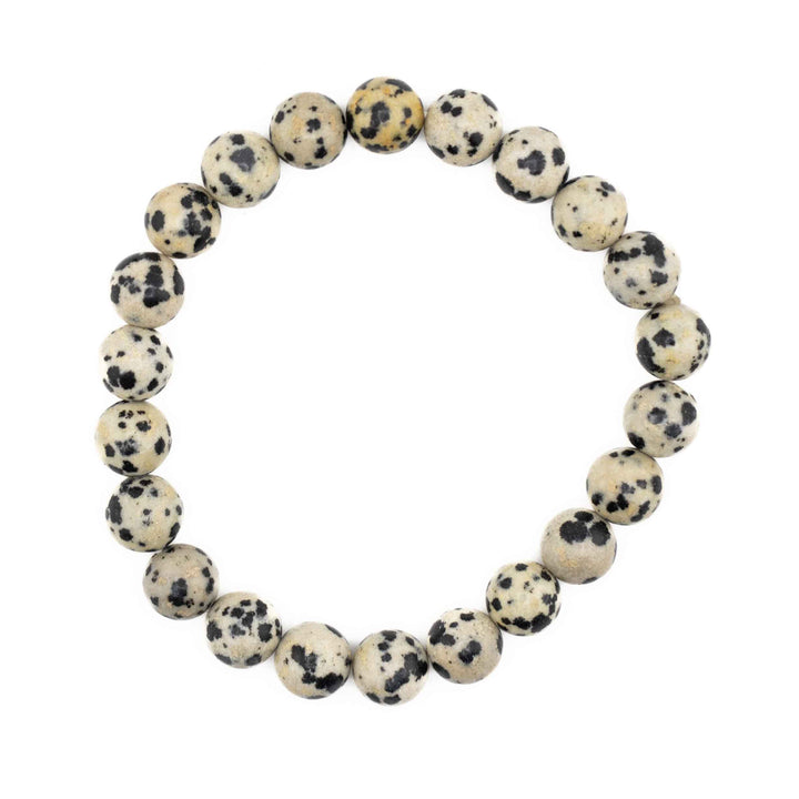 Natural Dalmatian Jasper Bracelet – Metal-Free. 8mm, Gemstone