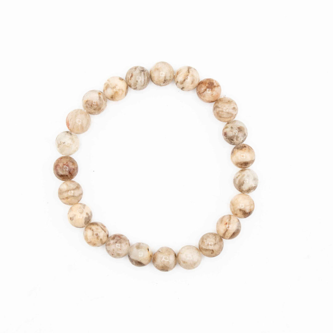 Feldspar Jasper Metal-Free Stretch Bracelet – 8mm Natural Earth Stone Jewelry