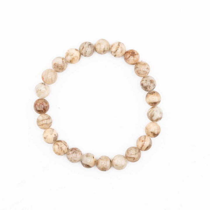 Feldspar Jasper Metal-Free Stretch Bracelet – 8mm Natural Earth Stone Jewelry