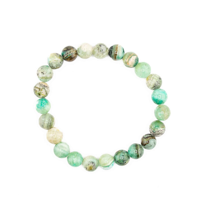 Green Line Jasper Metal-Free Stretch Bracelet – 8mm Natural Earth Stone Jewelry