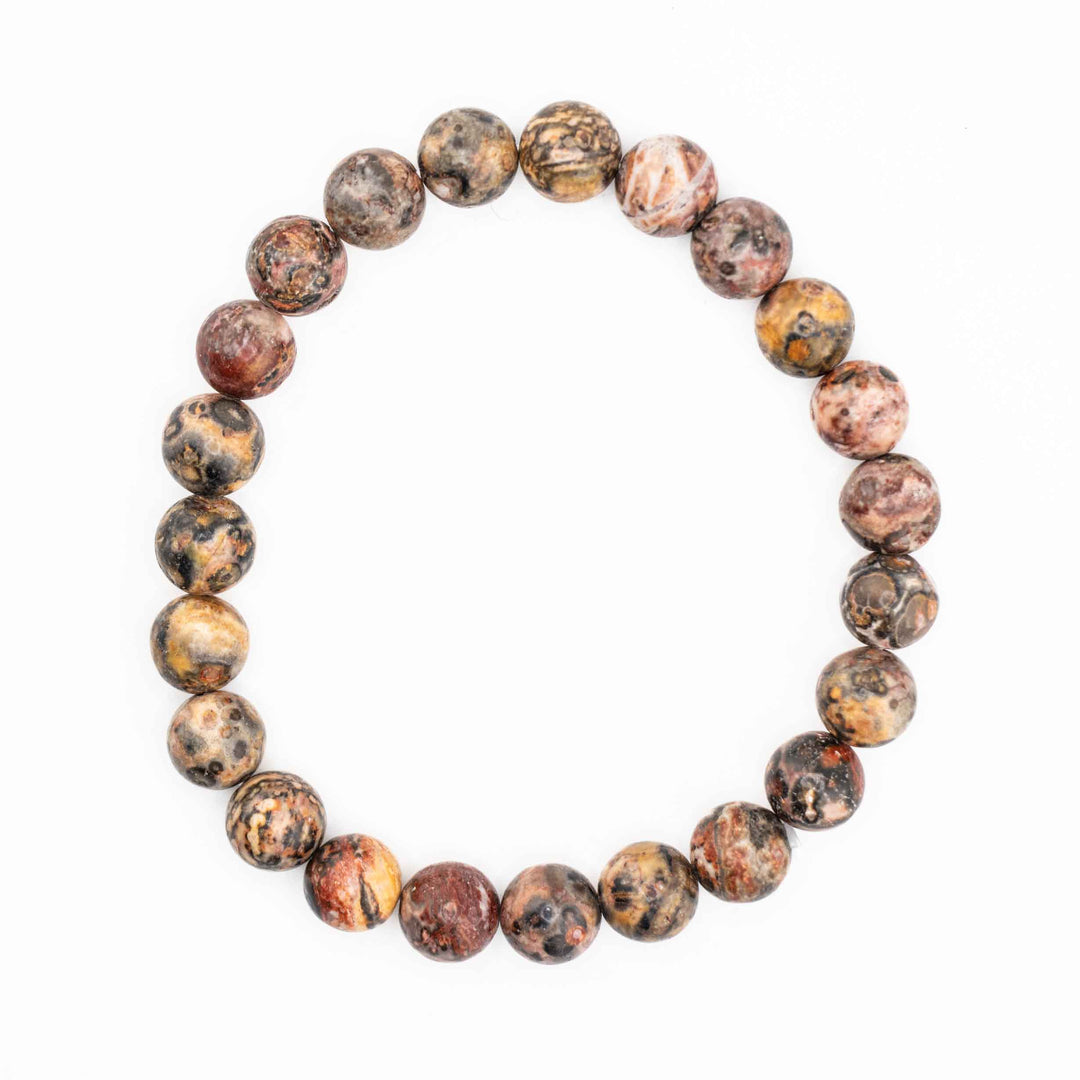 Leopard Skin Jasper Metal-Free Stretch Bracelet – 8mm Natural Stone Jewelry