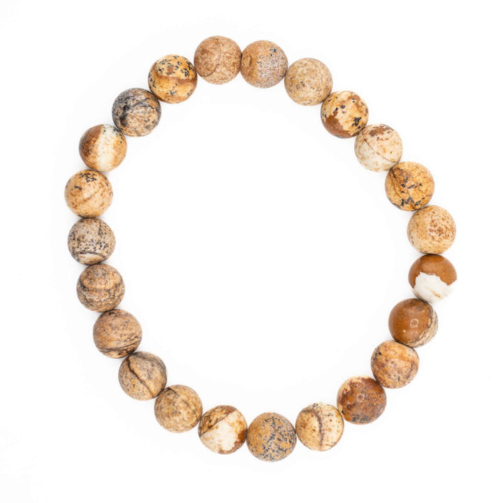 Picture Jasper Metal-Free Stretch Bracelet – 8mm Natural Earth Stone Jewelry