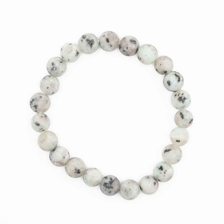 Sesame Kiwi Jasper Metal-Free Stretch Bracelet – 8mm Natural Stone Jewelry