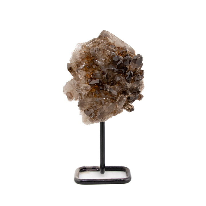 Large Smoky Quartz on Metal Stand – Grounding Crystal for Protection & Inner Peace (6"–7.5")