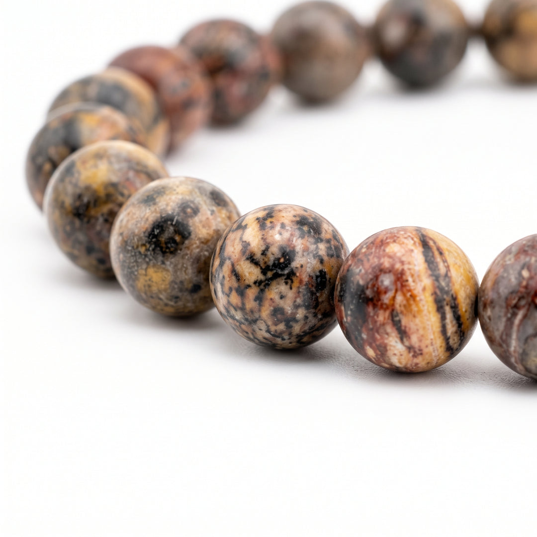 Leopard Skin Jasper Metal-Free Stretch Bracelet – 8mm Natural Stone Jewelry