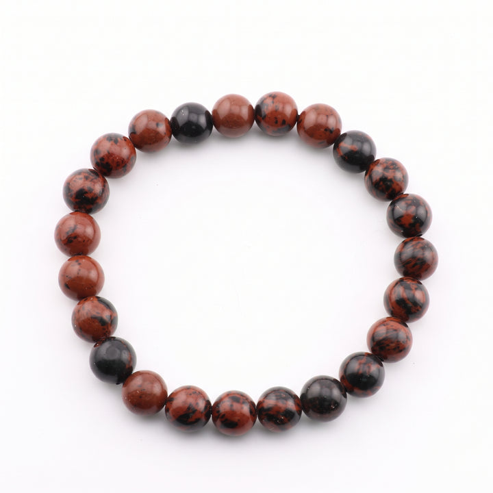Mahogany Obsidian Metal-Free Stretch Bracelet – 8mm Grounding Stone Jewelry