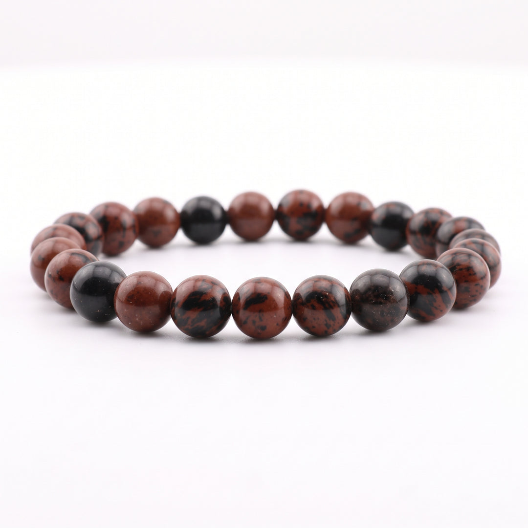 Mahogany Obsidian Metal-Free Stretch Bracelet – 8mm Grounding Stone Jewelry