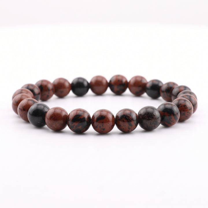 Mahogany Obsidian Metal-Free Stretch Bracelet – 8mm Grounding Stone Jewelry