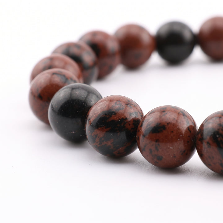 Mahogany Obsidian Metal-Free Stretch Bracelet – 8mm Grounding Stone Jewelry
