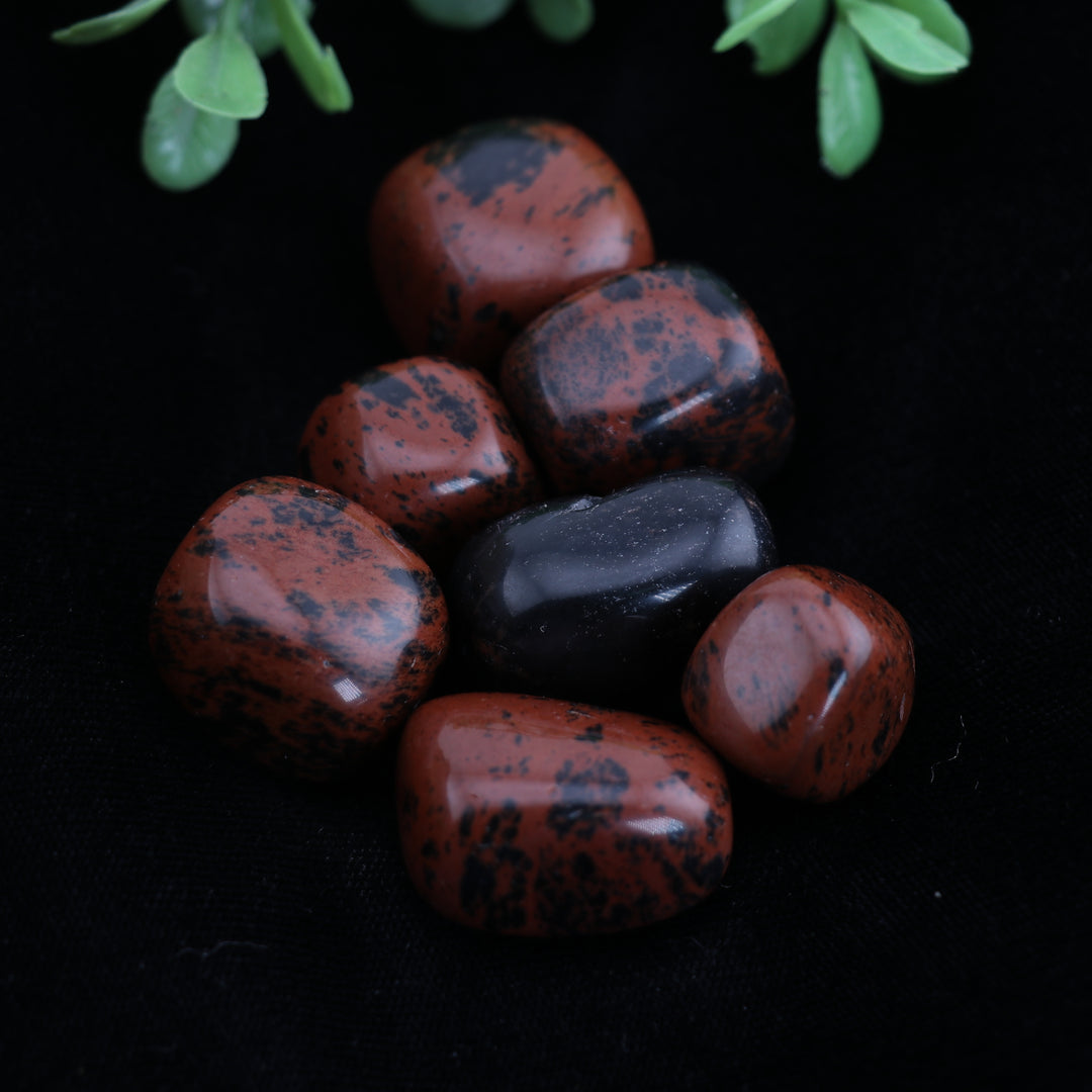 Natural Mahogany Obsidian Tumbled Stone - Polished Gems for Grounding & Protection