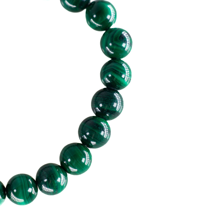 Bracelet en malachite naturelle - Sans métal, 8 mm - Accessoire en pierre fine