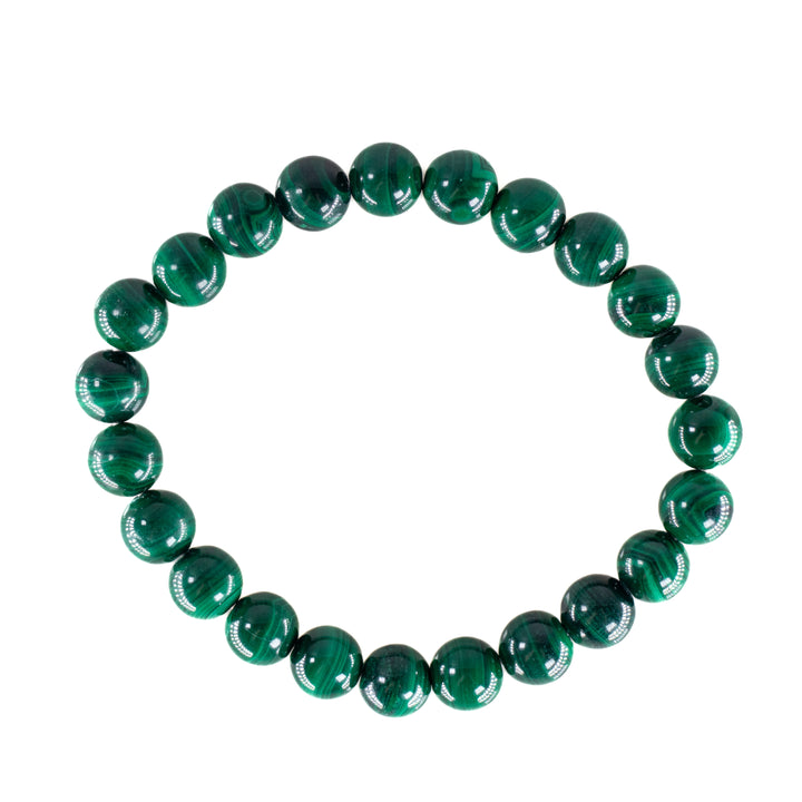 Bracelet en malachite naturelle - Sans métal, 8 mm - Accessoire en pierre fine