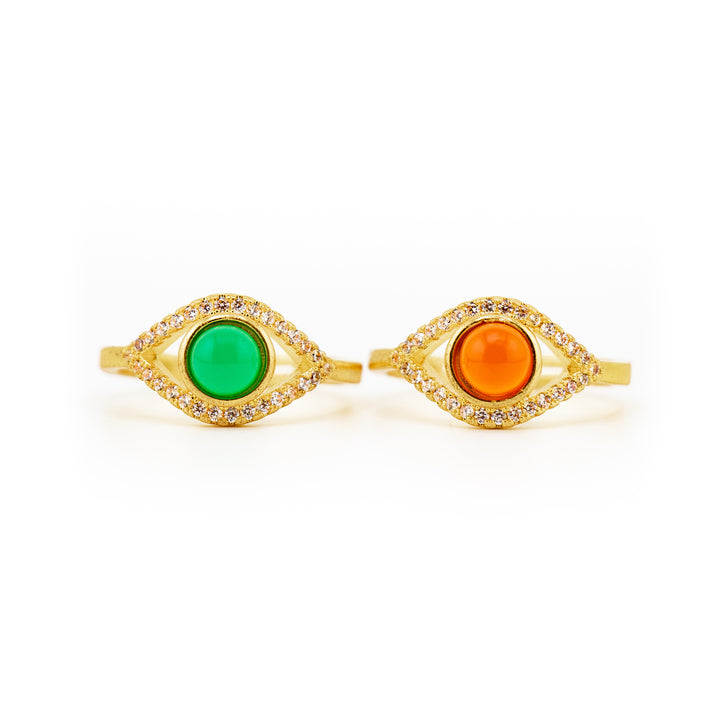 Anillo de piedra preciosa natural con forma de ojo para mujer y hombre - Regalo de joyería con piedras preciosas