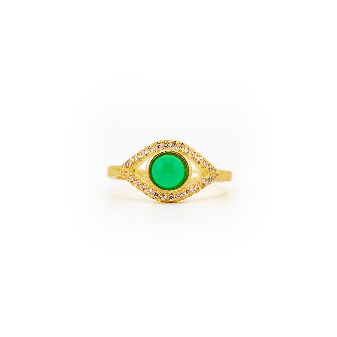 Anillo de piedra preciosa natural con forma de ojo para mujer y hombre - Regalo de joyería con piedras preciosas
