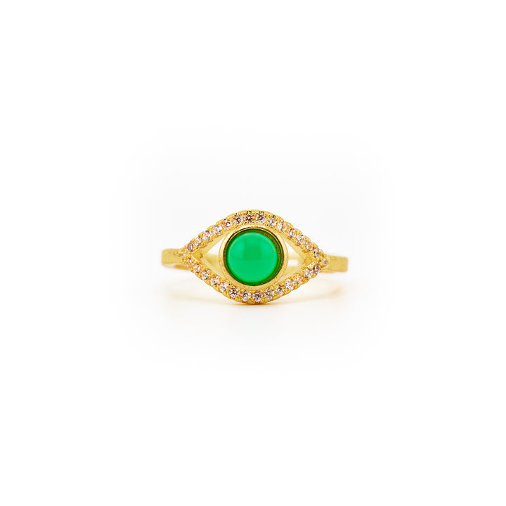 Anillo de piedra preciosa natural con forma de ojo para mujer y hombre - Regalo de joyería con piedras preciosas