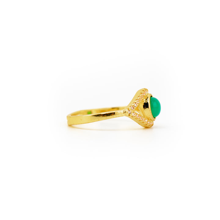 Anillo de piedra preciosa natural con forma de ojo para mujer y hombre - Regalo de joyería con piedras preciosas