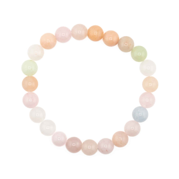 Pulsera de morganita natural: sin metal, joya de piedra preciosa redonda de 8 mm