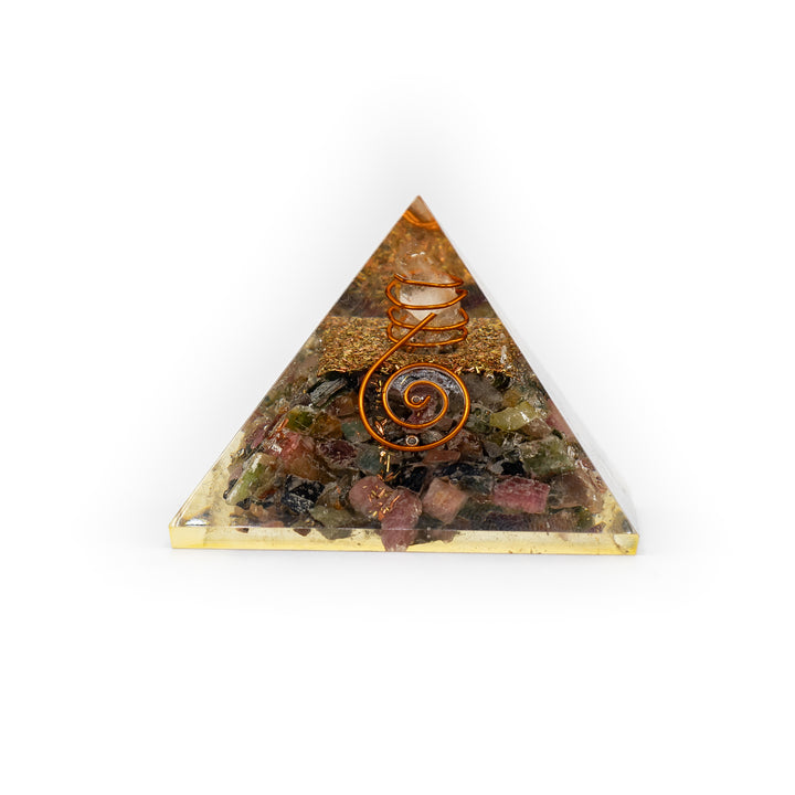 Multi-Tourmaline Orgonite Pyramid – Chakra Balancer & Energy Cleanser (1.5" Tall)