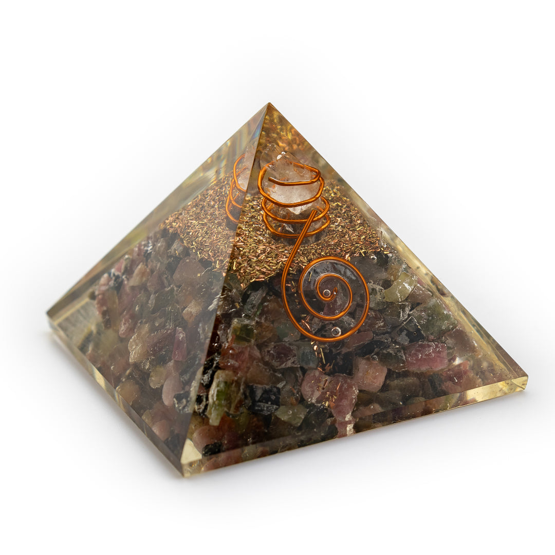 Multi-Tourmaline Orgonite Pyramid – Chakra Balancer & Energy Cleanser (1.5" Tall)