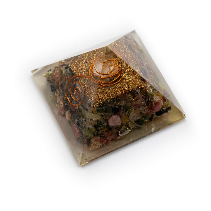 Multi-Tourmaline Orgonite Pyramid – Chakra Balancer & Energy Cleanser (1.5" Tall)