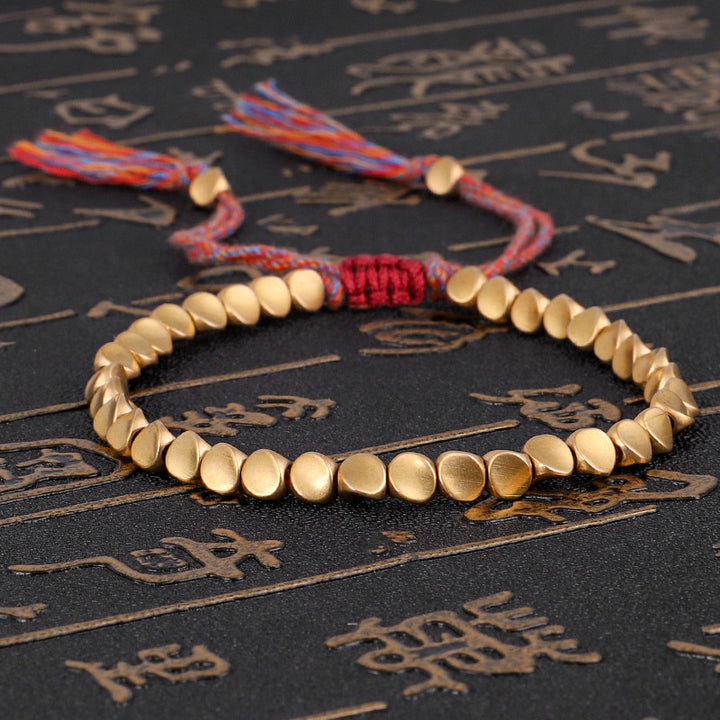 Adjustable Copper Bracelet with Colored String — Red, Blue, Black & Multicolor Options