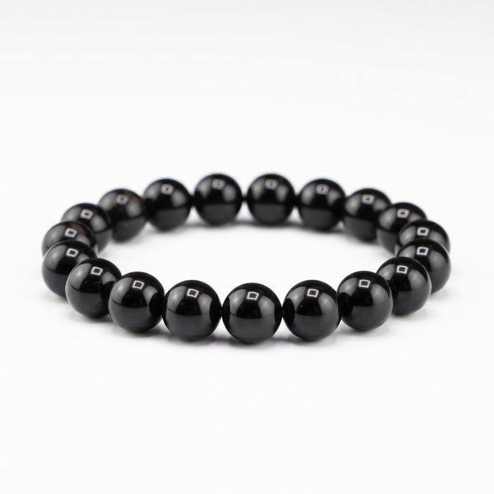 Black Obsidian 8mm Beaded Bracelet | Metal-Free Healing Crystal & Protection Jewelry