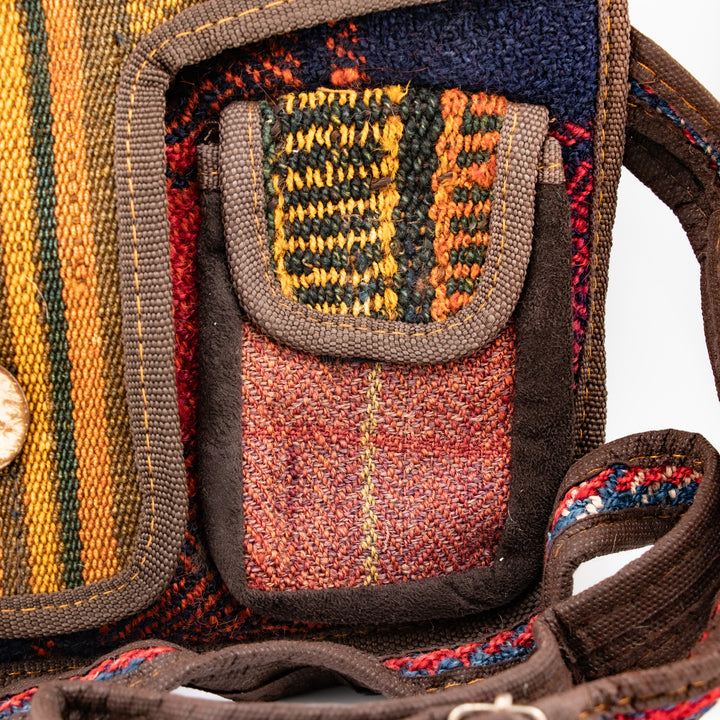 Authentic Turkish Bohemian Crossbody Satchels – Meadow Green & Sunset Stripe