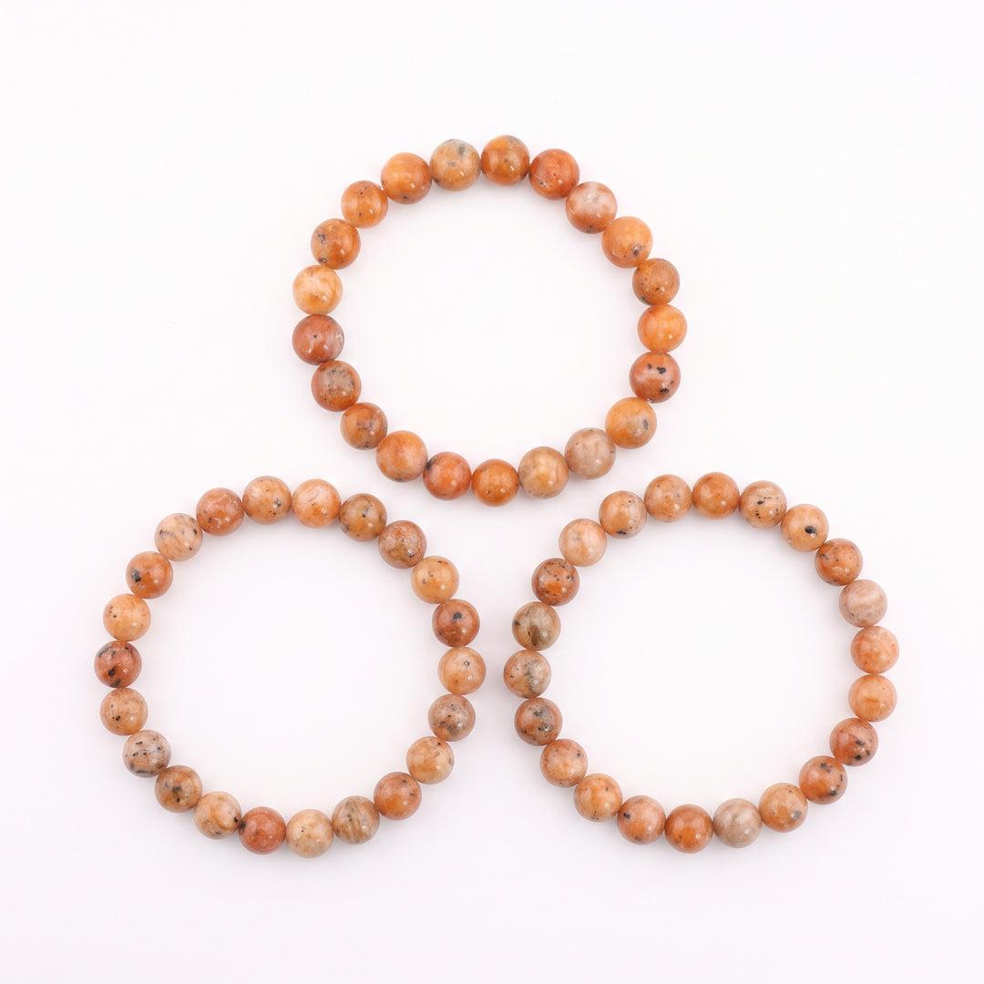 Orange Calcite Metal-Free Stretch Bracelet – 8mm Energizing Stone Jewelry