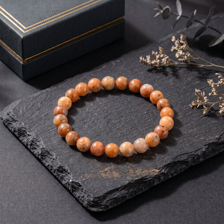 Orange Calcite Metal-Free Stretch Bracelet – 8mm Energizing Stone Jewelry