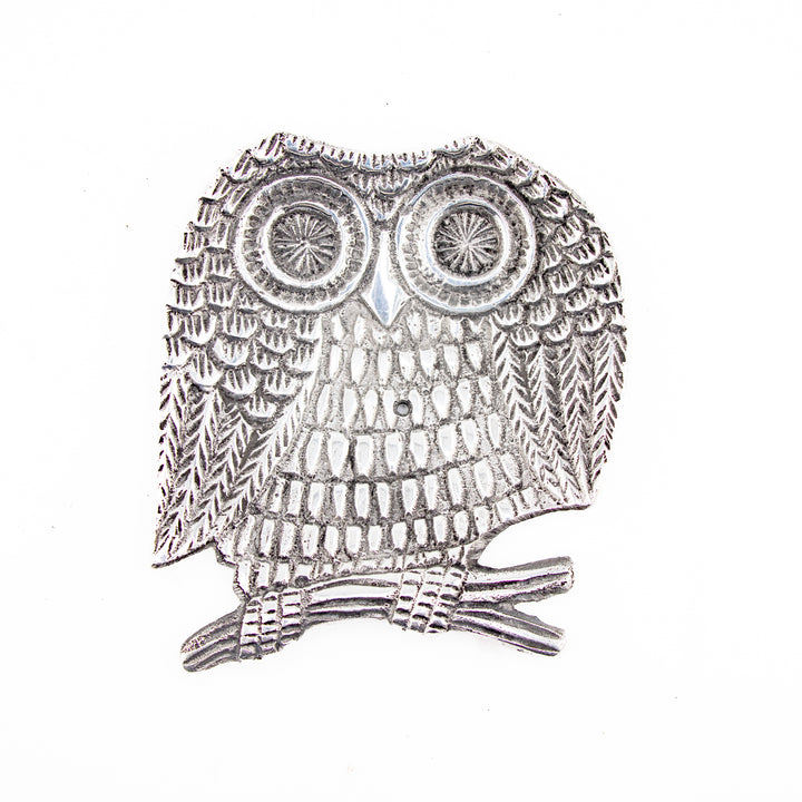 Owl Metal Incense Burner – Handcrafted Silver-Tone Ash Catcher for Sticks