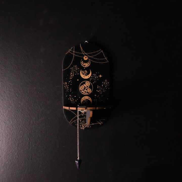 Floral Moon Phase Pendulum Holder | Altar Display Stand & Divination Decor | 8 x 4.5 In