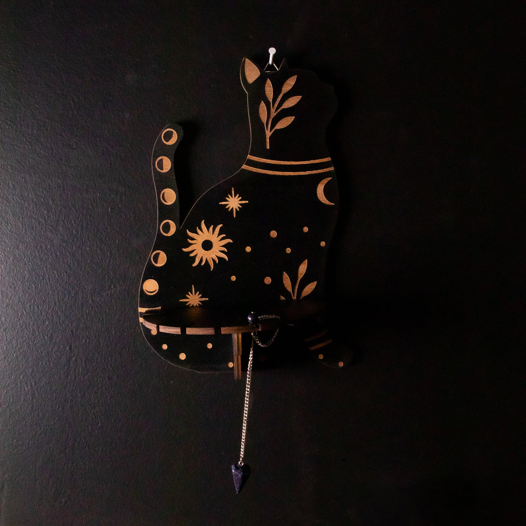 Cat Pendulum Holder & Altar Stand | Witchy Divination Decor | 10 x 6 In