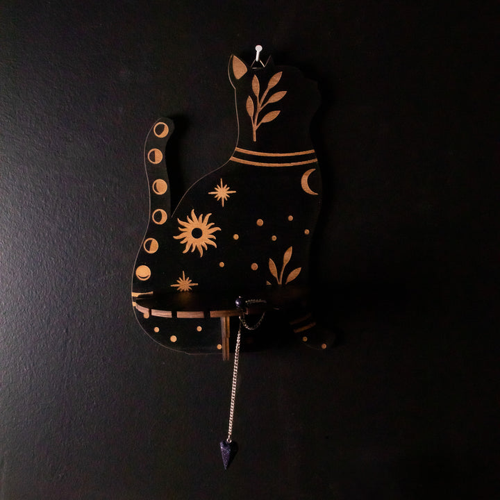 Cat Pendulum Holder & Altar Stand | Witchy Divination Decor | 10 x 6 In