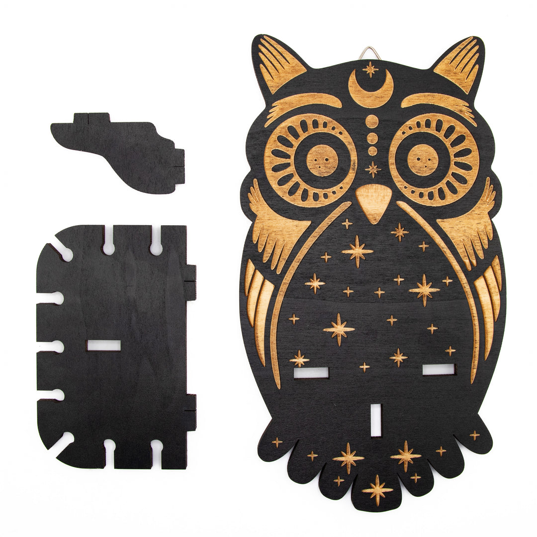 Owl Pendulum Holder and Display Stand | Laser-Cut Wood Divination Board | Tarot, Altar & Spirit Decor | 8.5 x 4.5 In